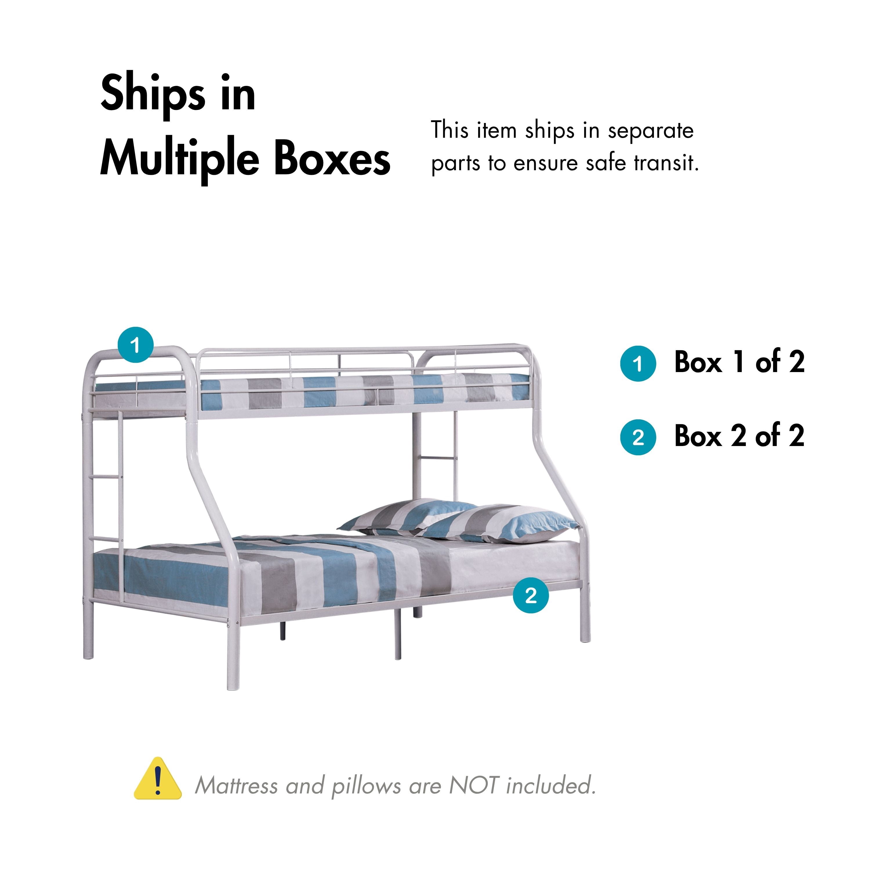 Furniture of America Mihauk Kids Metal Twin over Full Bunk Bed with Side Ladder, White