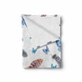 thumbnail image 2 of Butterfly Soft Flannel Fleece Throw Blanket, Feathers and Butterflies Watercolor Style Image Print Vintage Style Print, Cozy Plush for Indoor and Outdoor Use, 60" x 80", Blue White Grey, by Ambesonne, 2 of 6
