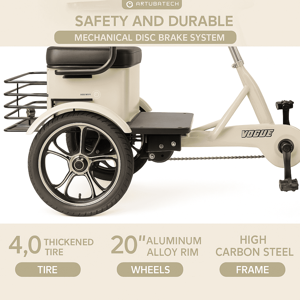 Triker Electric Bike, 400W Folding Trike Ebike, 3 Wheel Electric Bicycle, Up to 34 Miles, 16 Tire Tricycle for Adults, White