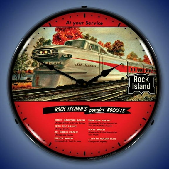 Rock Island Rockets Train Wall Clock, Lighted