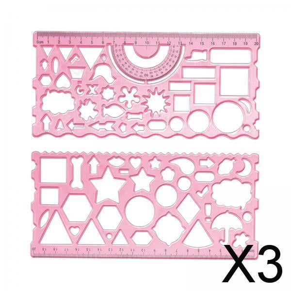 2 reglas geométricas Soledad Plantilla de dibujo de plantillas duraderas 20 cm 3 piezas