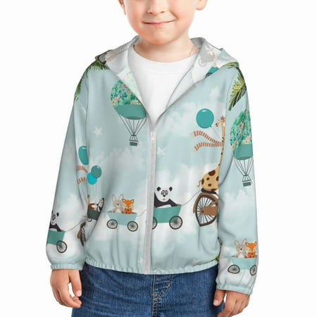 

Lukts Animals Riding Across The Sky Print Children s Long-Sleeved Sun Protection Clothing Hooded Sweatshirts for Boys and Girls Outdoor Sports-4 Years