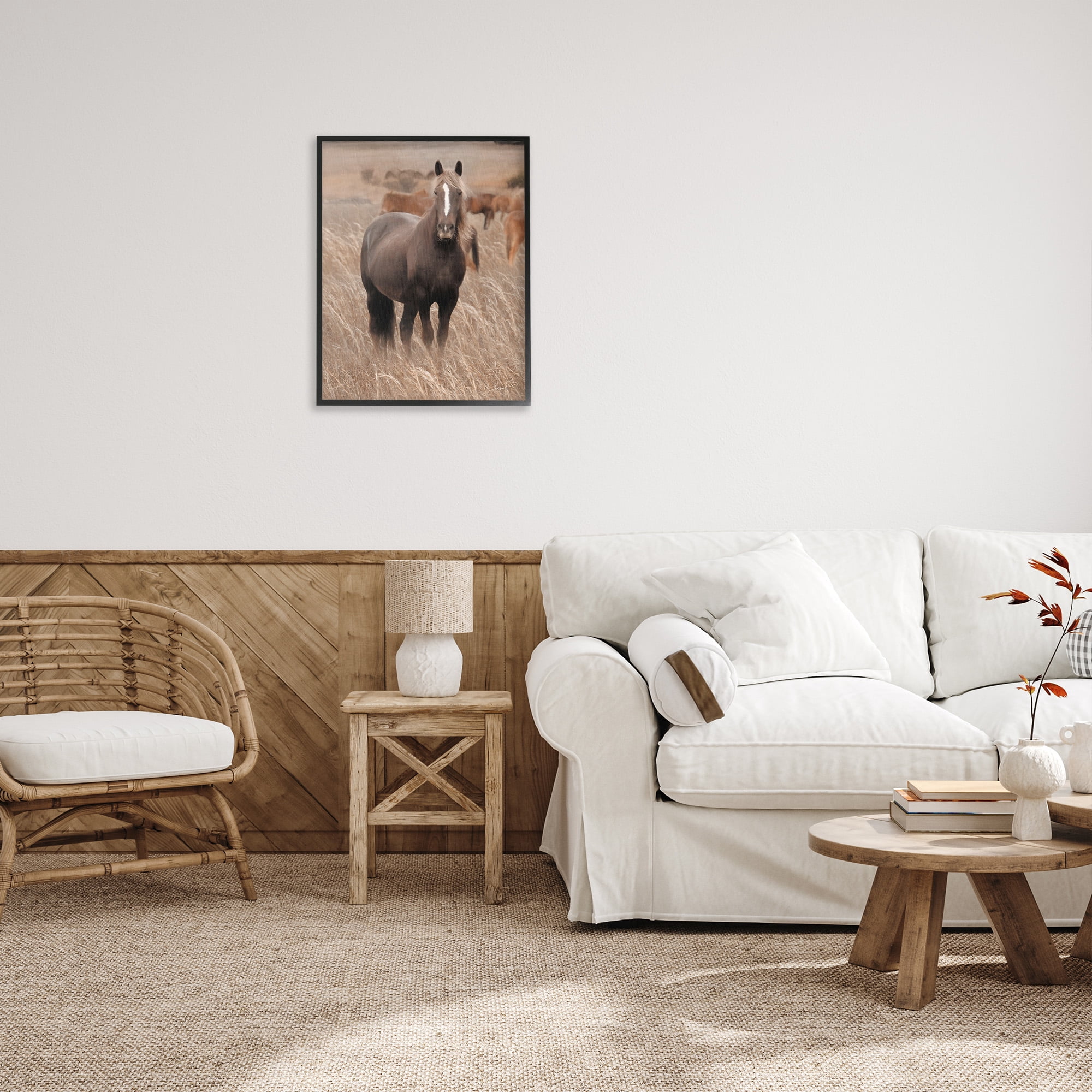 Stupell Industries Hazy Day Horse Animals & Insects Photography Black Framed Art Print Wall Art, 24 x 30