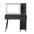 thumbnail image 6 of MODERNLUXE Makeup Vanity Desk with Mirror & Lights,Vanity Desk with 4 Drawers,3 Shelves and Stool,Dressing Table for Bedroom,Black, 6 of 7