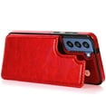 thumbnail image 2 of For Samsung Galaxy S22 Ultra Luxury Side Magnetic Button Card ID Holder PU Leather Case Cover - Red, 2 of 3