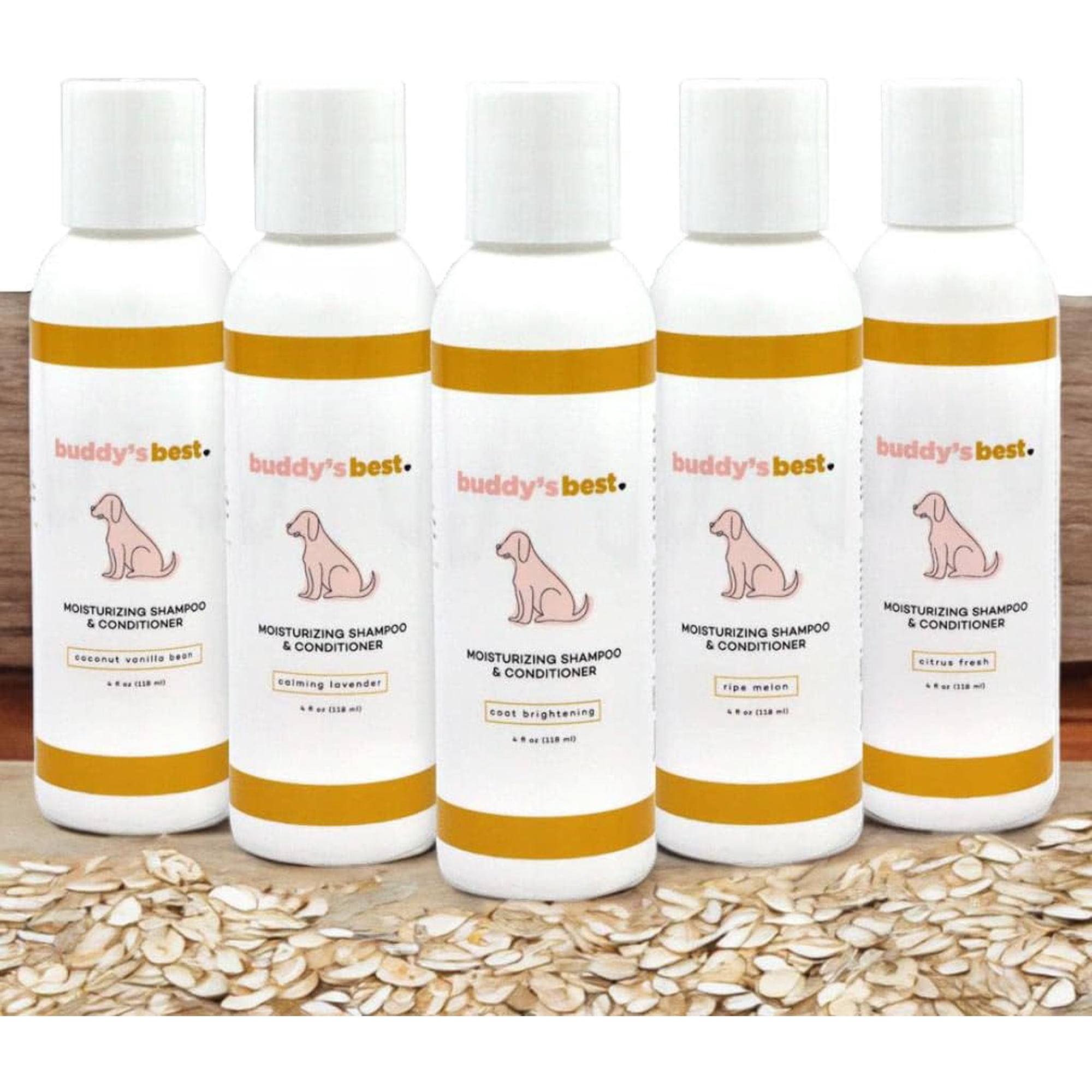 Buddy’s Best Dog Shampoo and Conditioner, Alcohol-Free Dog Wash Variety Pack, 4 fl oz, 5-Pack