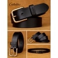 thumbnail image 5 of Catelles Men's Genuine Leather Black Belt, Vintage Brass Buckle , Gift Box Packaging, Durable and Versatile Sports Belt & For waist 42 Width 1.38in (3.5cm), 5 of 9