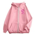 thumbnail image 5 of Arlun Oversized Zip up Sweatshirts for Women Pink Ribbon Cancer Awareness Loose Comfortable Hoodies Long Sleeve Drawstring Full Zip Jackets with Pockets Pink4 XXXL, 5 of 5