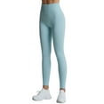 thumbnail image 3 of TWZH Women Solid Color Rib-Knit High Waist Stretchy Workout Yoga Legging, 3 of 7