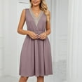 thumbnail image 6 of Aoujea Womens Dresses Casual Women's Sleeveless V-Neck Solid Color Pocket Makings Dress Summer Sundress Holiday, Gift on Clearance, 6 of 8