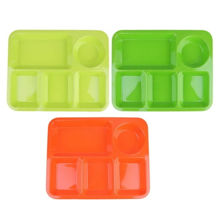 

3pcs Plastic Separating Dish Divided Compartments Plate Anti-fall Rice Tray Practical Tableware for Home (Light Green + Dark Green + Orange)