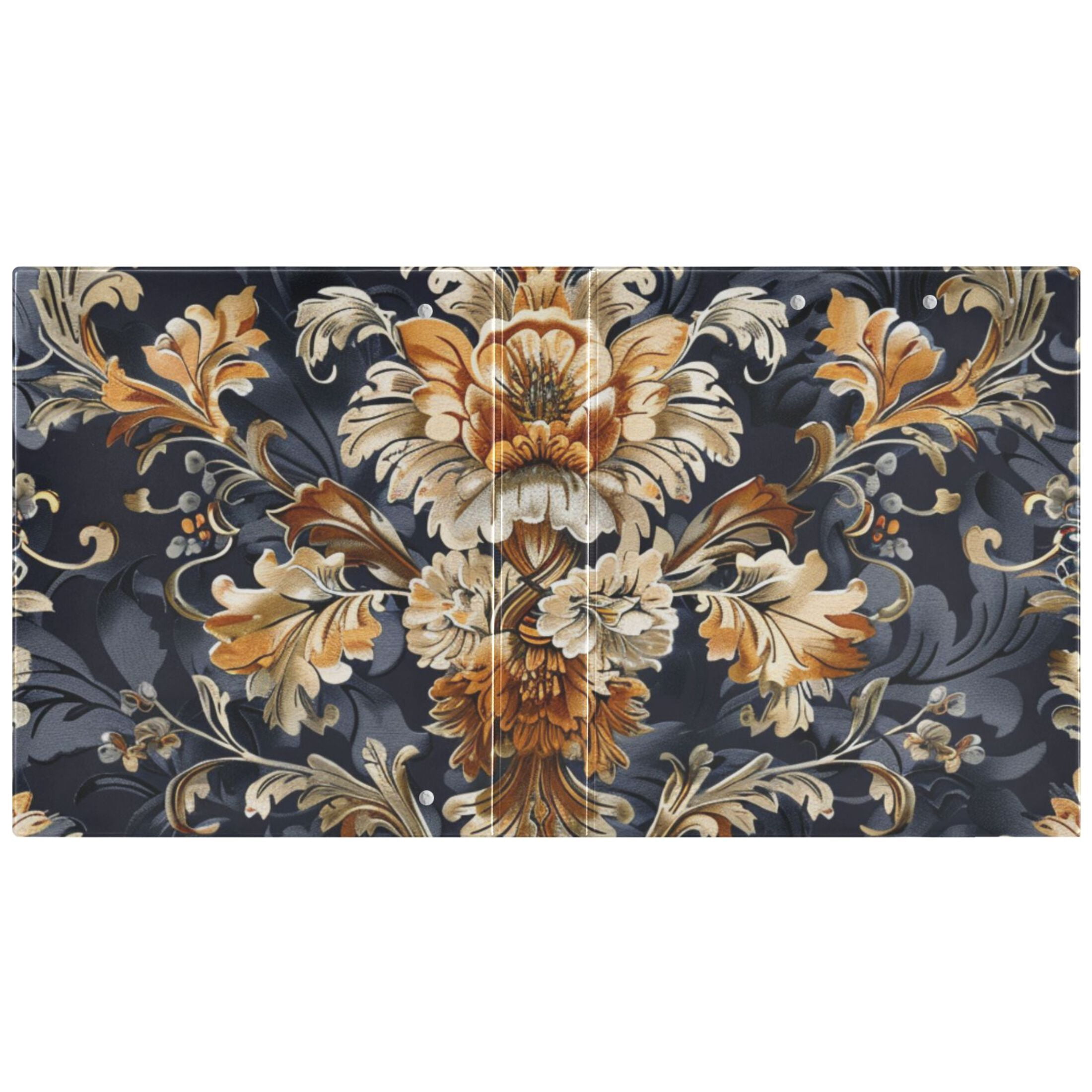 Floral Gold 3 Ring Binders 1.5 inch Hardcover File Folders with Interior Pockets A4 Size Organizer for School Office Hospital