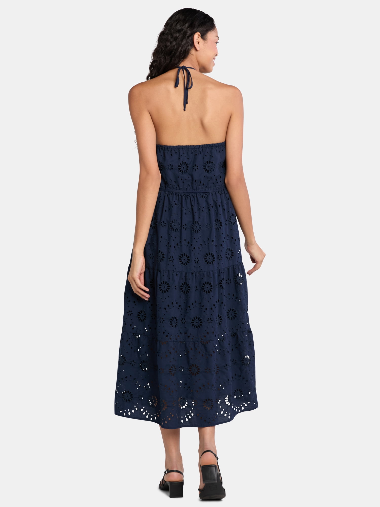 Time and Tru Women's Eyelet Halter Dress, Sizes XS-XXXL.