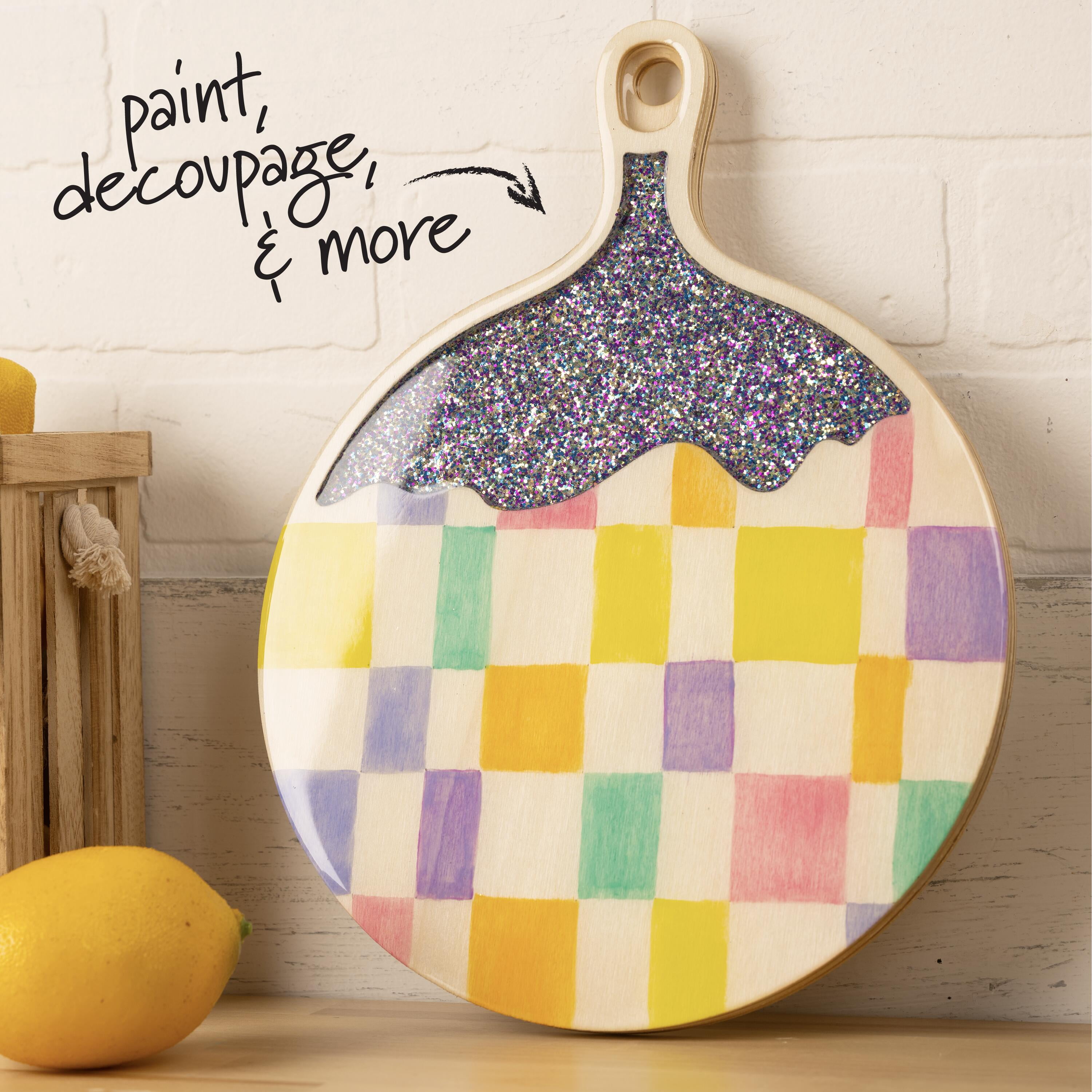 Mod Podge Wood Surfaces Circle Cutting Board for Resin Arts and Crafts Projects, 10" x 13.25"