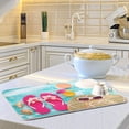 thumbnail image 6 of Summer Flip Flops Dish Drying Mat 16x18 in for Kitchen Counter Decor, Absorbent Blue Wooden Board Dry Pad Seashells Baby Bottle Dryer Rack Drainer Mats for Countertop Sink, 6 of 6