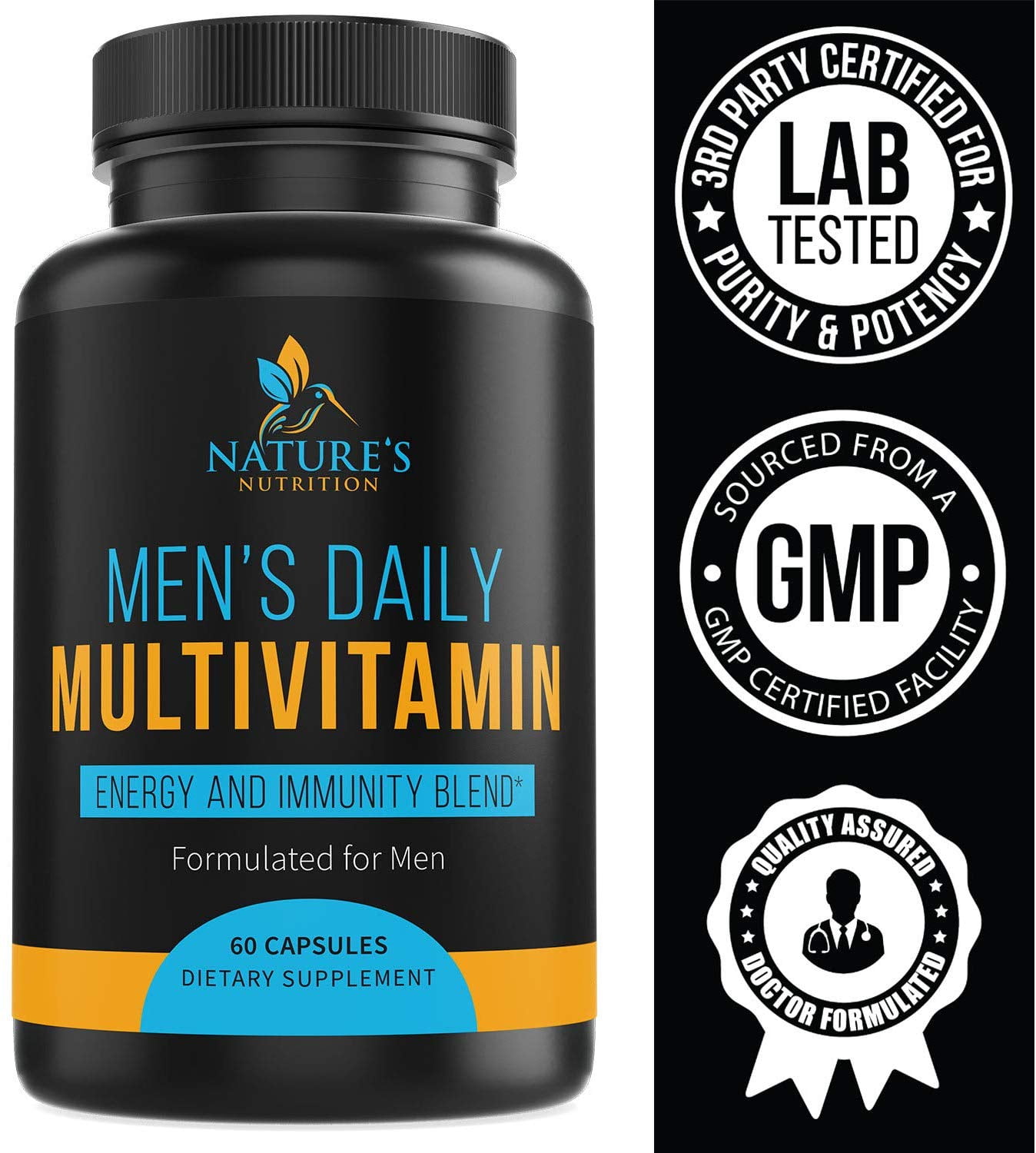 Multivitamin For Men Supplement Extra Strength 10mg Vitamins A C D E B1 B2 B5 B6 B12 Saw Palmetto Echinacea Zinc Selenium Calcium Lutein Magnesium Green Tea Biotin