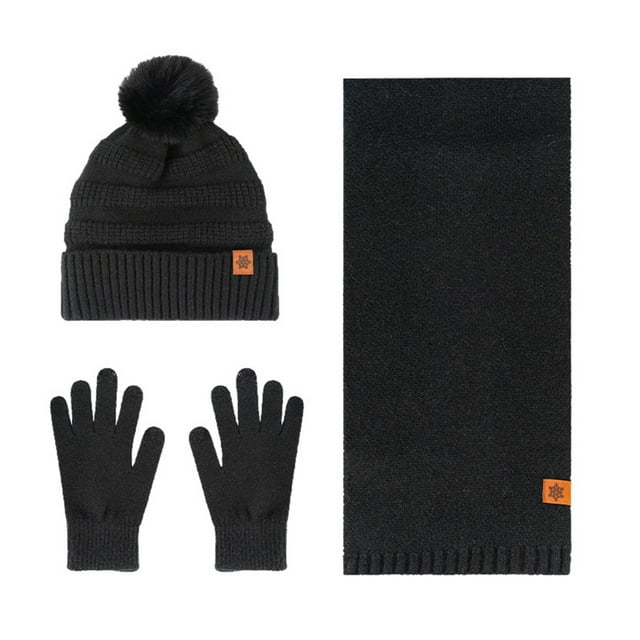WEAIXIMIUNG Heating Gloves Solid Color Stylish Three Piece Warm Comfort Set
