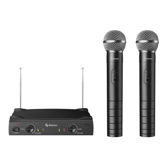Sistema de 2 Micrófonos Inalámbricos Steren VHF WR-055