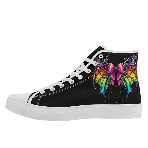 Coolcustomize Men's Halloween Sneakers, Lightweight Lace-Up High Top Shoes with Soft Rubber Sole, All-Season Party Shoes for Costume Events, Bow Design Footwear, Breathable Fabric, Casual Wearers