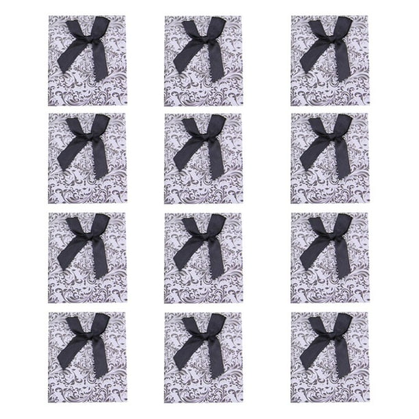 Cajas de joyería de cartón con flores, 12 Uds., esponja de 8x5x2,8 cm, estuche para regalo Negro Hugo Caja de joyería de papel de cartón