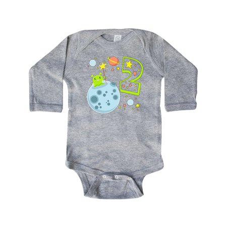 

Inktastic Cute Second Birthday Alien in Space Gift Baby Boy or Baby Girl Long Sleeve Bodysuit