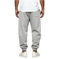 thumbnail image 6 of Men's Solid Color Cuffed Wide Leg Joggers Elastic High Waist Deep Side Pockets Soft Loose Cut for Daily Errands Weekend Trips Gray XL, 6 of 6