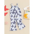 thumbnail image 3 of Bagilaanoe Toddler Baby Girl Summer Jumpsuit Sleeveless Floral Print Romper Overalls 12M 18M 24M 3T 4T Kids Flare Pants Summer Clothes, 3 of 7