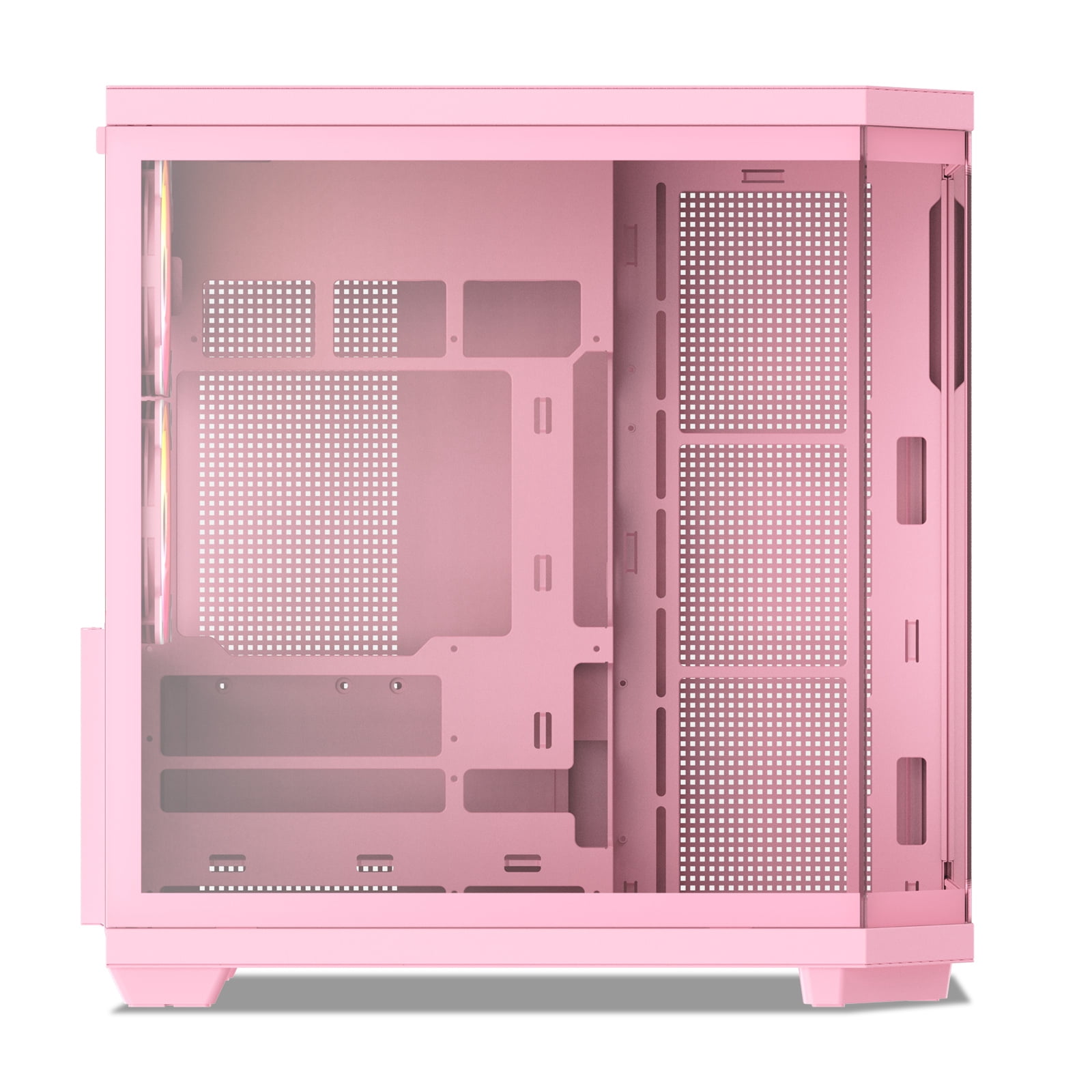 Vetroo CT3 ATX Mid-Tower Gaming Computer PC Case, Triple-Sided Tempered Glass Panoramic View, Supports 360mm Radiator & 11 Fans, Up to 410mm GPU, Type-C Ready, High-Airflow for 50 Series GPUs - Pink