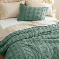 thumbnail image 3 of Tufted Boho Comforter Set Full Size - Green Boho Bedding Comforter Set, 3 Pieces Farmhouse Shabby Chic Embroidery Bed Set, Gifts for Woman, Soft Jacquard Comforter for All Seasons, 3 of 11