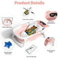 thumbnail image 2 of TOPCHANCES Collapsible Baby Bathtub with Thermometer, Newborn Shower Tub with Baby Tub Cushion & Bath Cap, Portable Baby Folding Bathtub for 0-12 Month Newborn, Pink, 2 of 12