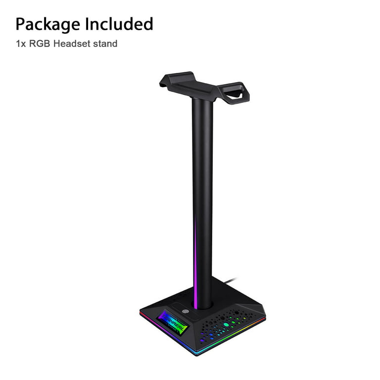 RGB Headphones Stand, TSV Gaming Headset Stand with 2 USB Port & 3.5mm Port, 9 Lighting Mode, Touch Control Gaming Headset Holder Hanger for PC Gamers