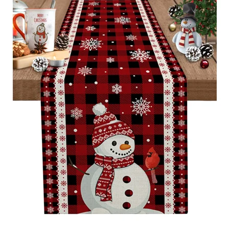 

Christmas Snowflake Plant Pine Leaves Table Runner Xmas Linen Table Flag Cover Home Decorations Navidad Noel Gifts Tablecloth (46x183cm LXM11773)