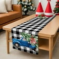 thumbnail image 5 of Burlap Table Runner 36 Inches Long,Farmhouse Blue Truck Non-Slip Kitchen Table Runners for Dining Room Everyday Use Party Table Decorations Christmas Tree Black White Buffalo Plaid, 5 of 9