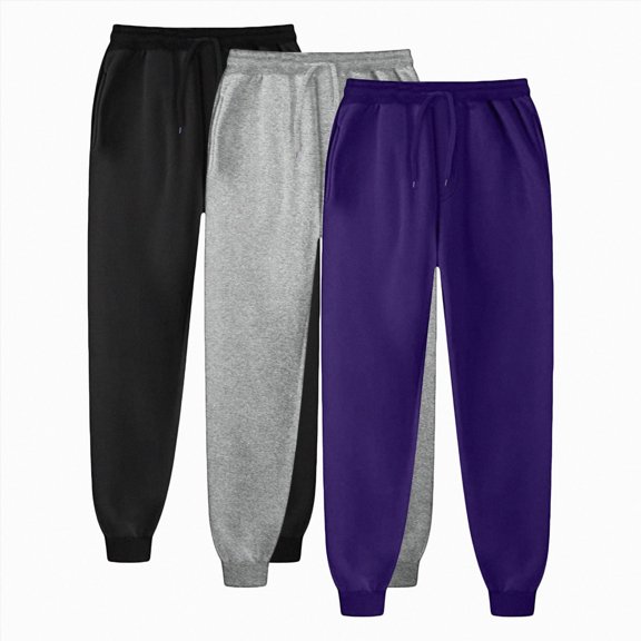 NOLDARES 3 Pack Baggy Sweatpants for Men Casual Pants Elastic Waist Athletic Workout Jogger Sweat,Purple,XL