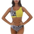 thumbnail image 2 of Swimsuit Women Two Piece Leopard Print Sexy Backless Halter Beach Bikini Swimwear Set, 2 of 3