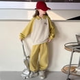 thumbnail image 4 of Girls Sweatpants Set 2 Piece Outfits Quarter Zip Lapel Collar Pullover Kids Sweatshirt Teen Sweatpants Athletic Clothing Set, 4 of 5