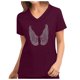 thumbnail image 1 of Ropa de protección de diamantes de imitación de manga corta para mujer Tops de color sólido informales con cuello en V Fridja  gope4535, 1 of 6