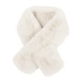 thumbnail image 3 of Opvise Cross Scarf Faux Rabbit Fur Thickened Soft Cozy Plush Cold Resistant Solid Color Autumn Winter Women Neck Warmer Collar Scarf for Daily Life White, 3 of 8