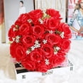 thumbnail image 1 of 18 cabezas rosas de seda artificiales flores ramo de novia rosa decoración de la boda del hogar D, 1 of 3