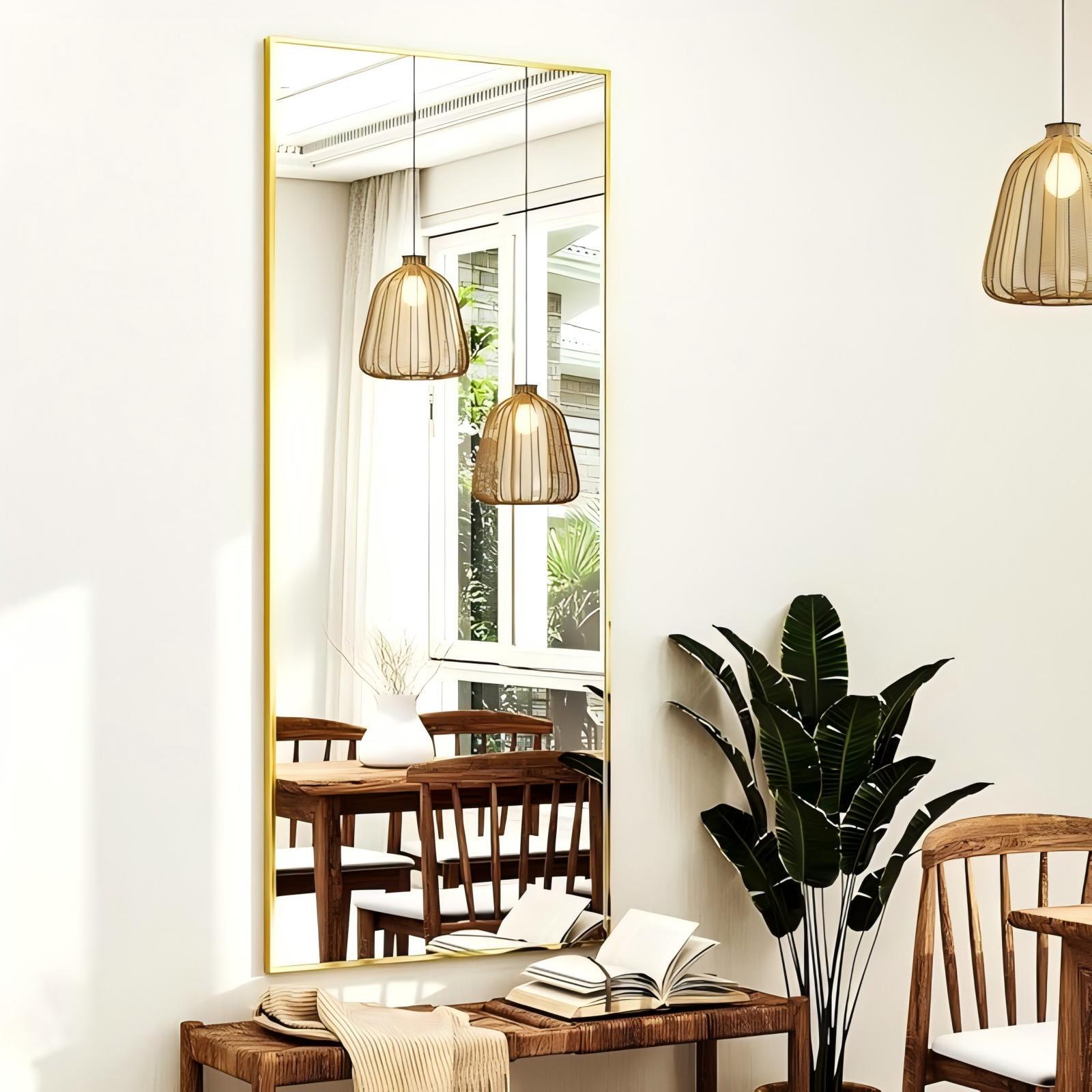 Lumora 64.3"x 21" Full Length Mirror with Frame Large Wall Mounted or Leaning Floor Mirror, Black
