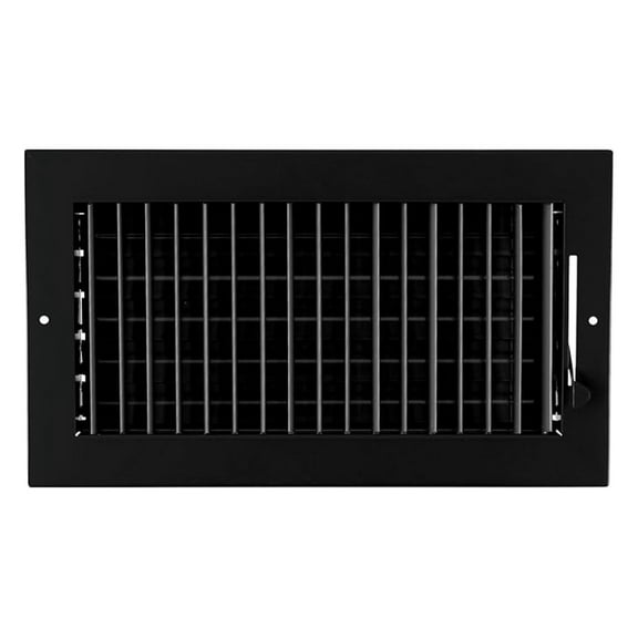 14"w X 6"h Adjustable AIR Supply Diffuser - HVAC Vent Cover Sidewall or Ceiling - Grille Register - High Airflow - Black [Outer Dimensions: 15.875"w X 8"h]
