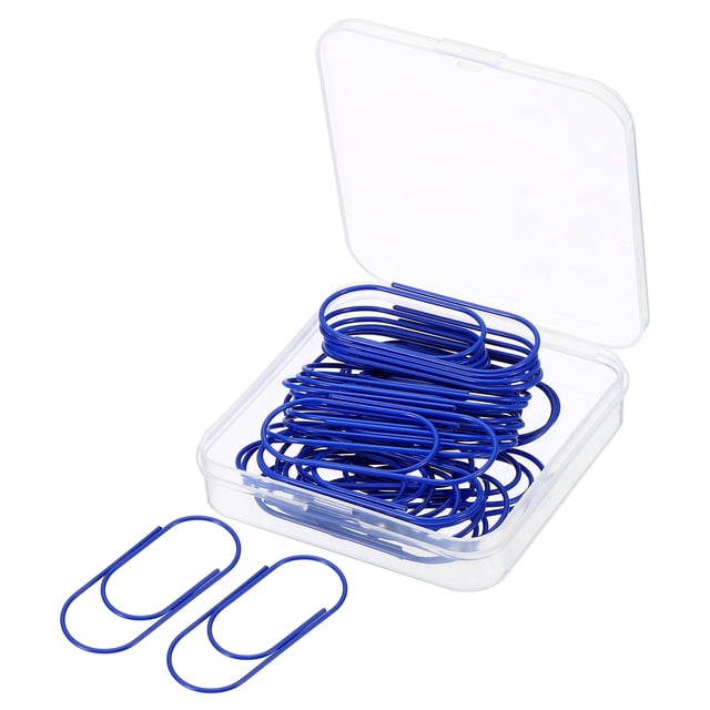 Unique Bargains Wide Paper Clip Coated Large Clips Bookmarks with Box 2 Inch Blue for Organize Office Home, Pack of 30