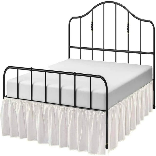 CHUANK Jupe de Lit à Volants Cottington Lane - Microfibre - Blanche Grand Lit 16 Pouces Retombée Coins Fendus Jupe de Lit avec Plateforme