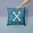 thumbnail image 2 of Letter X Sea Doodles Initial Alphabet Fabric Decorative Pillow, 2 of 4