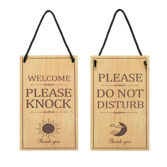 Uxcell Welcome Please Knock Sign, Please Do Not Disturb Door Sign, Yellow,10" x 5