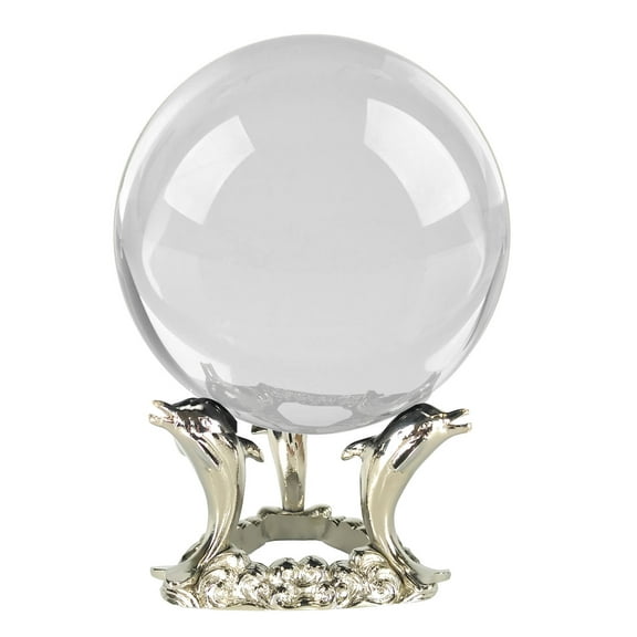 Amlong Crystal Clear 4.2 in. (110mm) Crystal Ball with Dolphin Stand