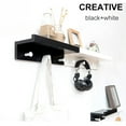 thumbnail image 2 of Wall Hanger Wood Storage Coat Rack Hat Key Holder Bag Display Shelf Picture Coat Hooks Rack with Alloy Hooks for Home, 2 /4 Hooks Black & White, 2 of 6