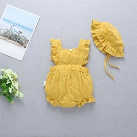 

PEASKJP One Piece Jumpsuit Skin-Friendly Texture Baby Baby Girl s Romper Jumpsuit Comfort Cotton One-Piece Coverall Yellow 9-12 Months