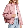 thumbnail image 2 of Aloohaidyvio Women's Polka Dot Jackets Fall Trendy Lightweight Stand Collar Coat Zip Up Outerwear with Pockets, 2 of 7
