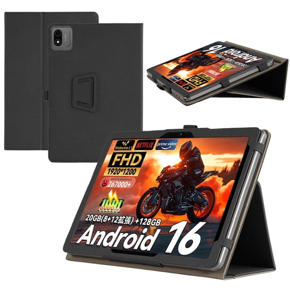 【RUIXH】For Headwolf WPad6 / W6 10.1 Inch Tablet Case Headwolf Android 16 Tablet Case Premium PU Leather Lightweight and Portable Built-in Stand and Pen Slot Design With Wrist Strap (Black)